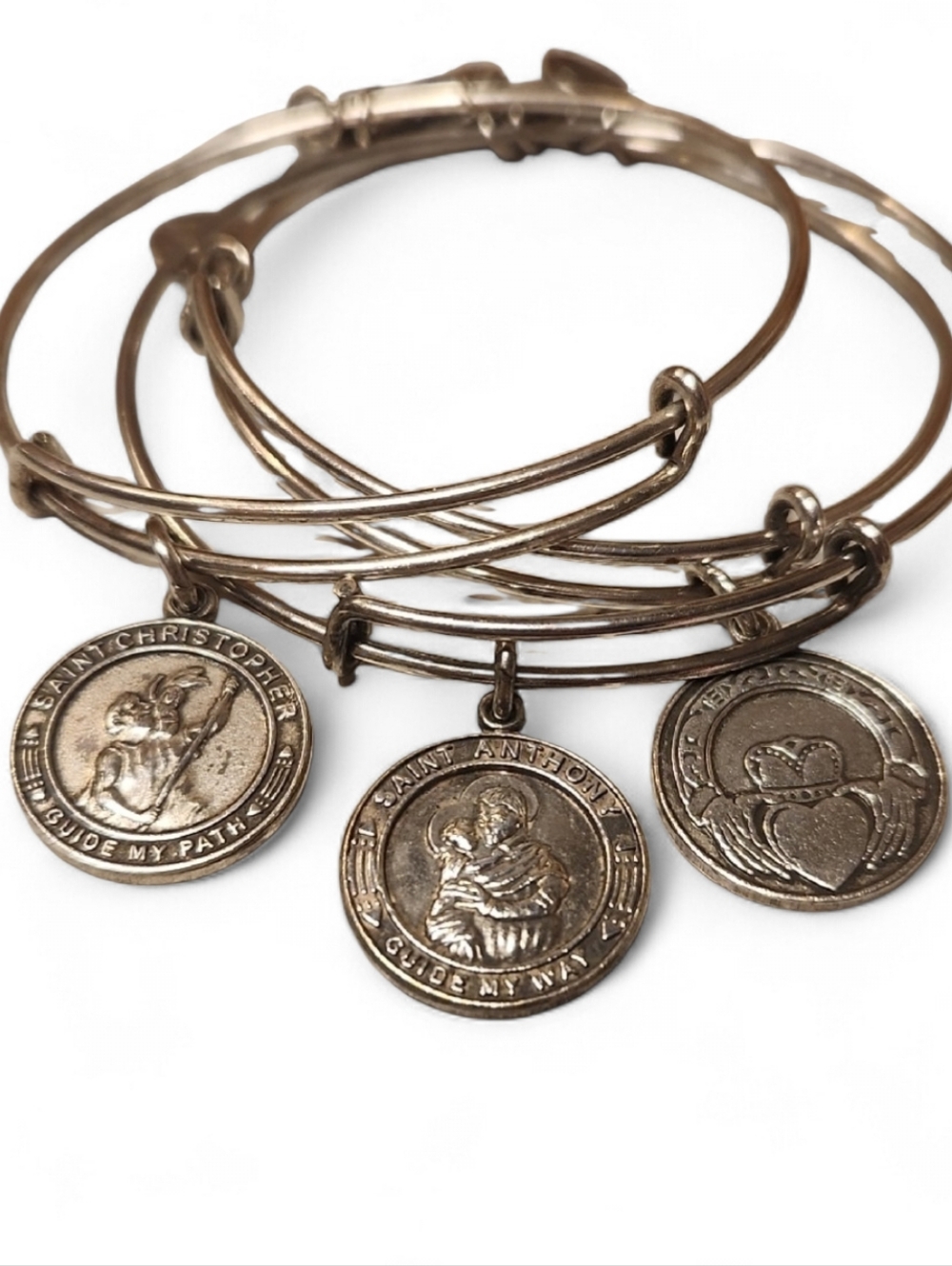 Alex and Ani Saint Charm Bracelet Set St Anthony Christopher Claddagh 3pc